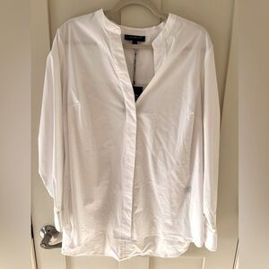 NWT Lane Bryant Long Sleeve Button Down Cotton Blend Tunic Shirt Size 14/16